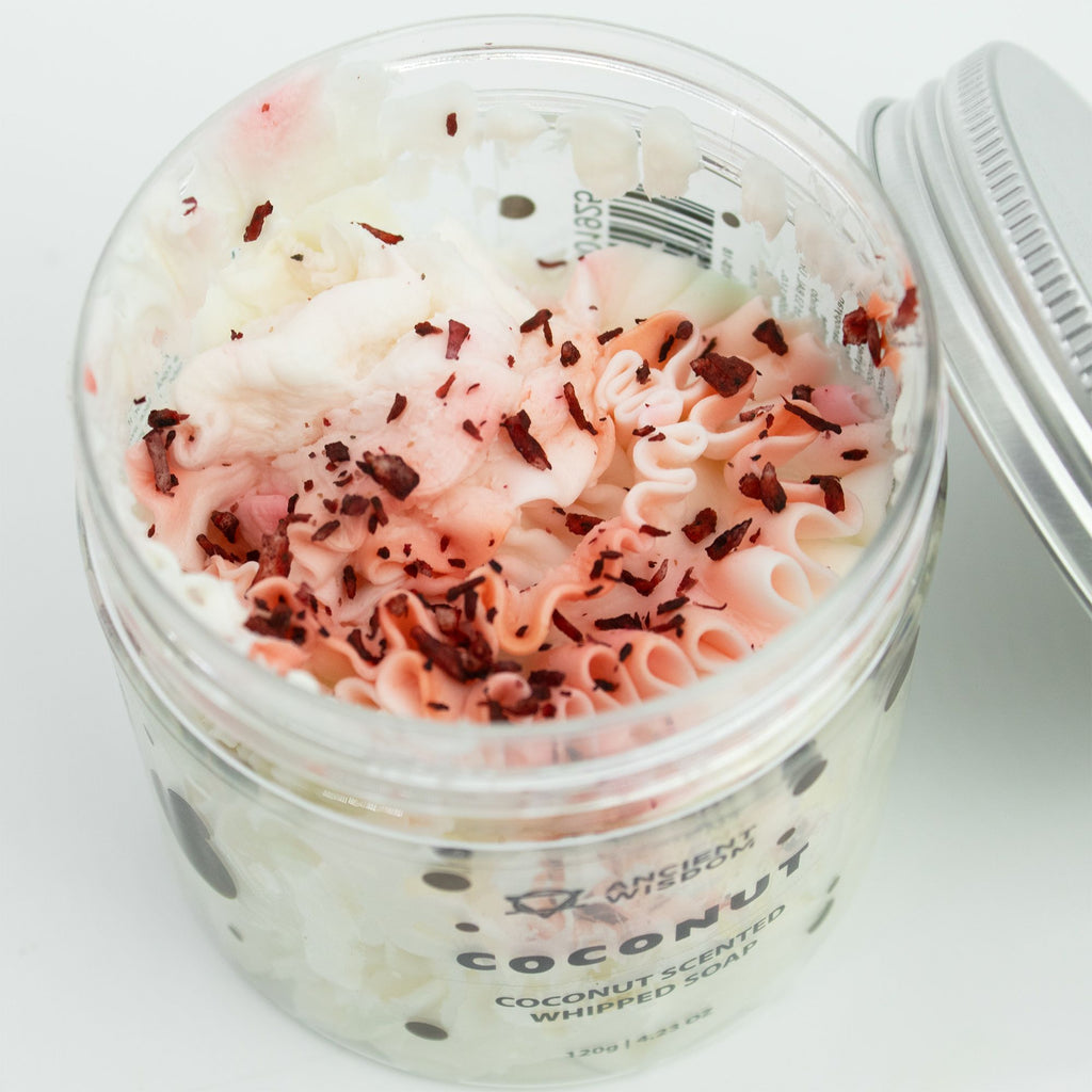 Coconut Whipped Soap 120g with Sweet Coconut Scent and Swirl Design