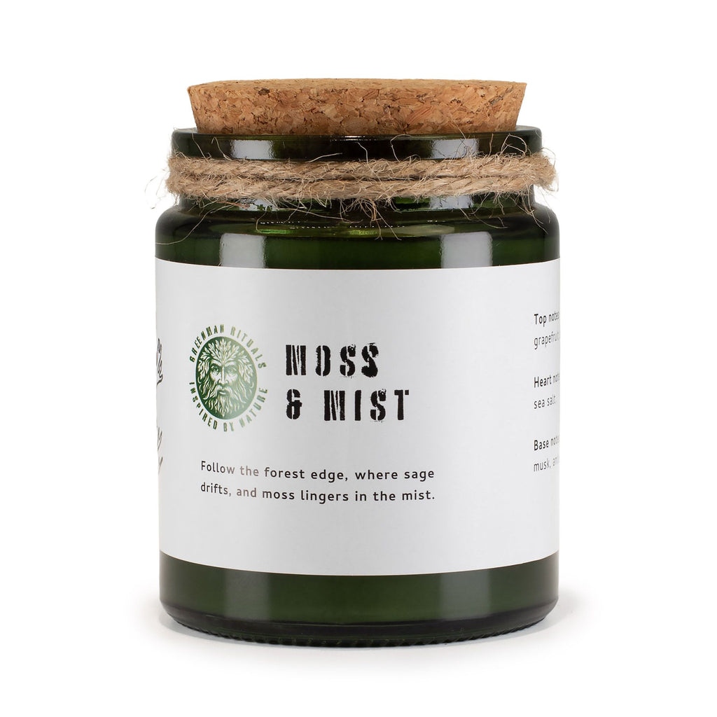 Greenman Woodwick Soy Candle Moss & Mist in Deep Green Jar