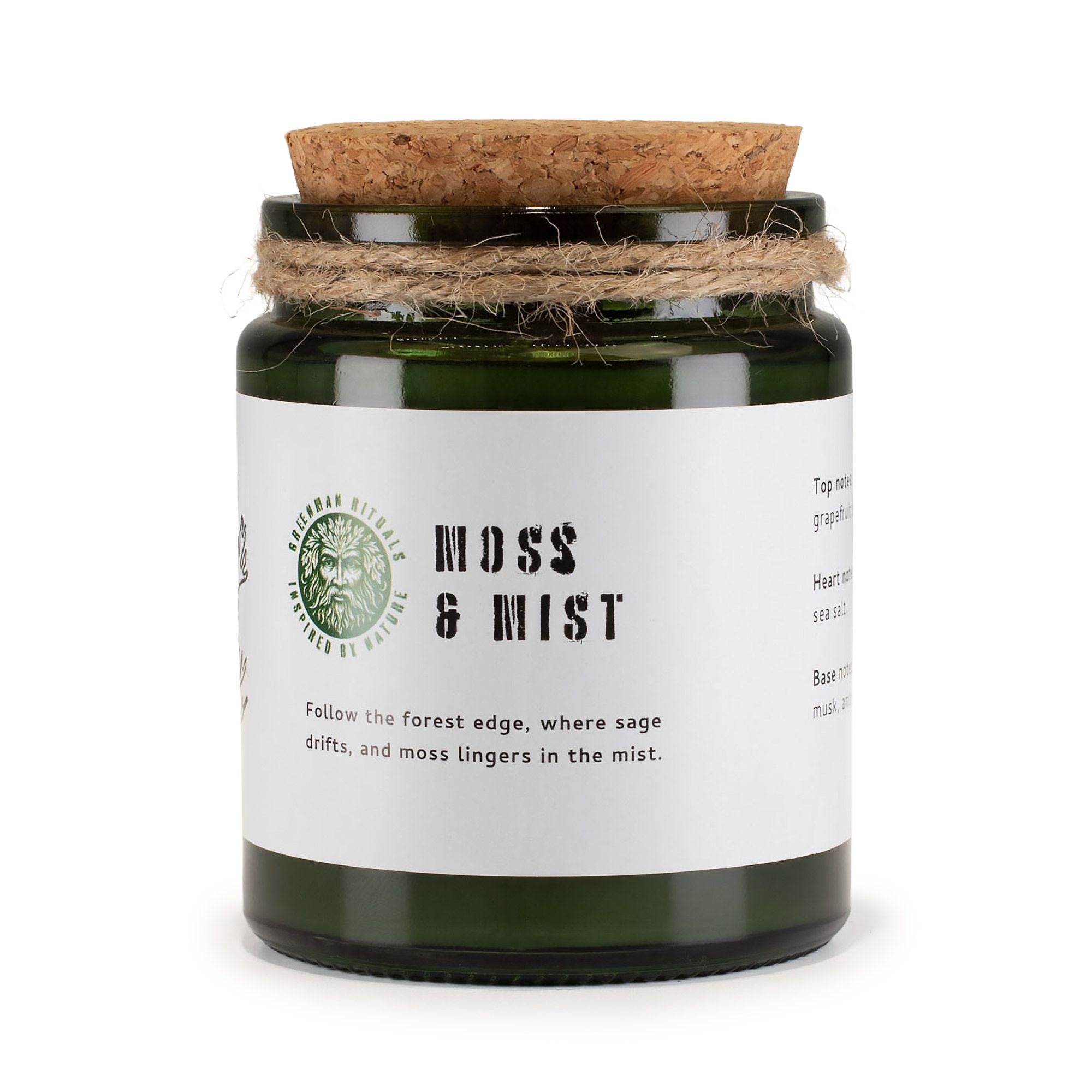Greenman Woodwick Soy Candle Moss & Mist in Deep Green Jar