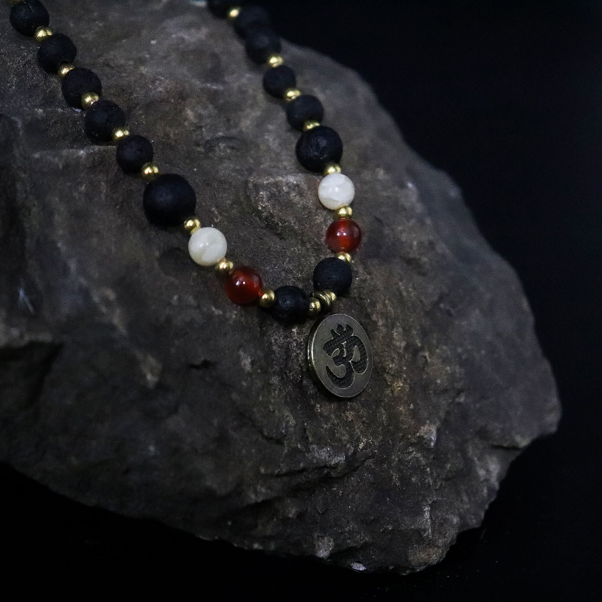 Essence of the Volcano Necklace with Om Pendant and Beads