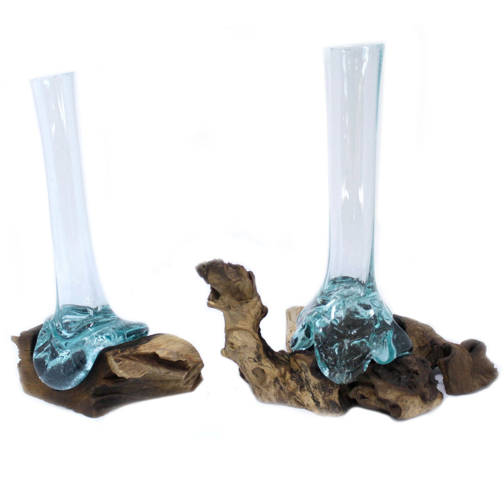 Stunning Molten Glass on Wood Vase for Unique Home Decor