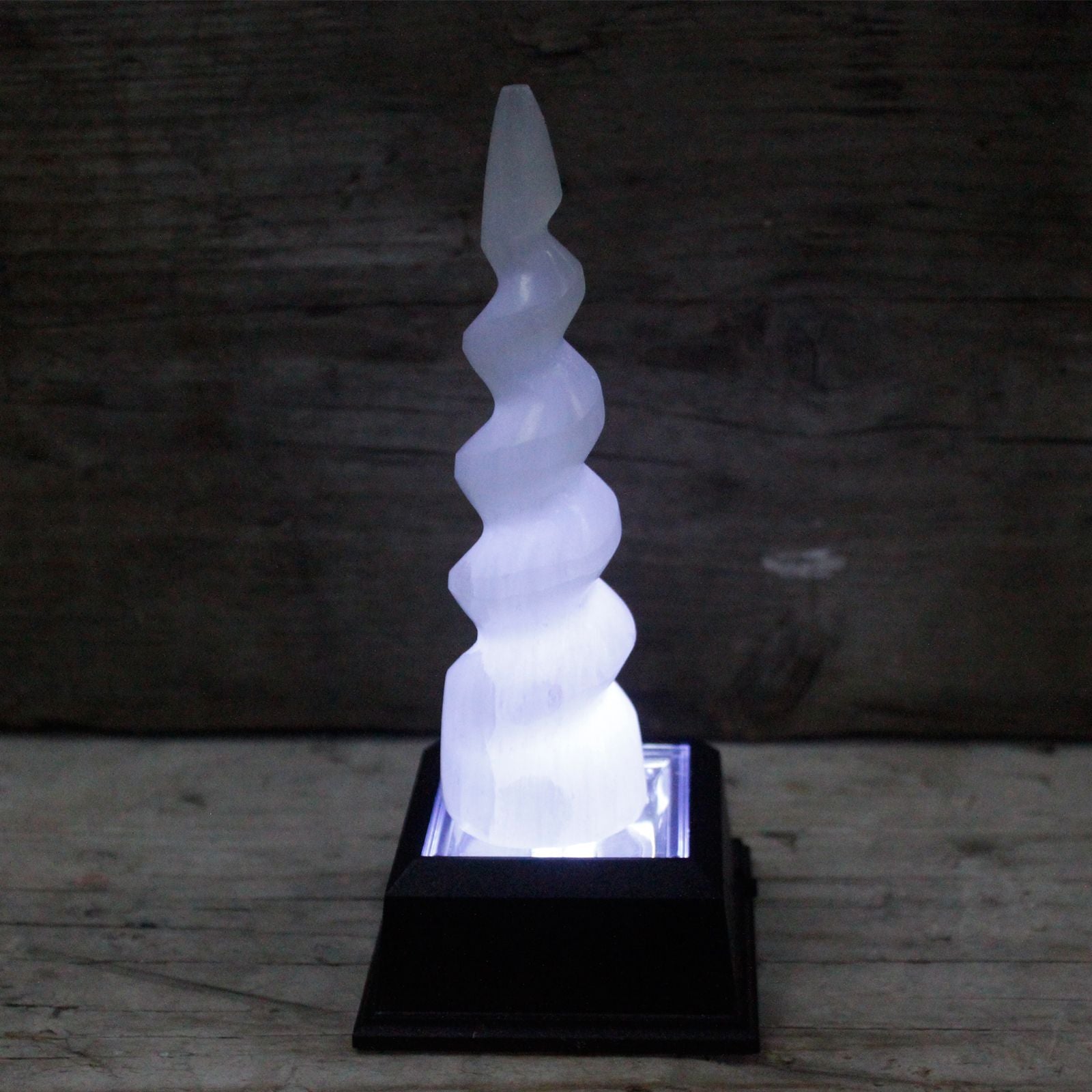 Selenite Spiral Unicorn Horn Tower Unique 15 cm Crystal Decor