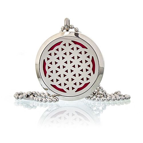 Aromatherapy Diffuser Necklace with Flower of Life Design 30mm