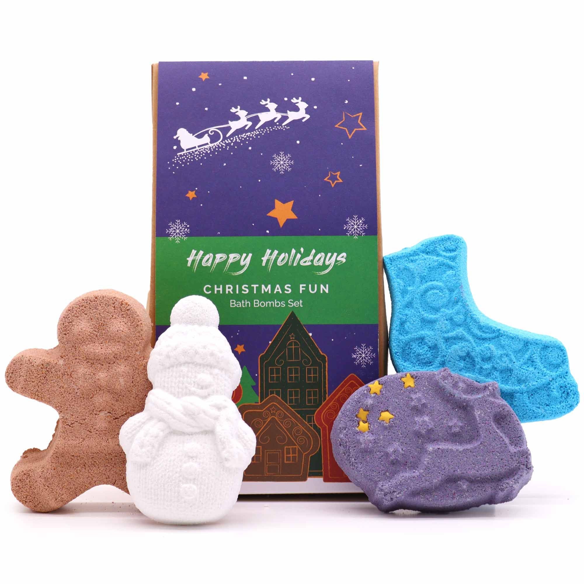 Christmas Fun Bath Bomb Gift Pack with Four Unique Scents