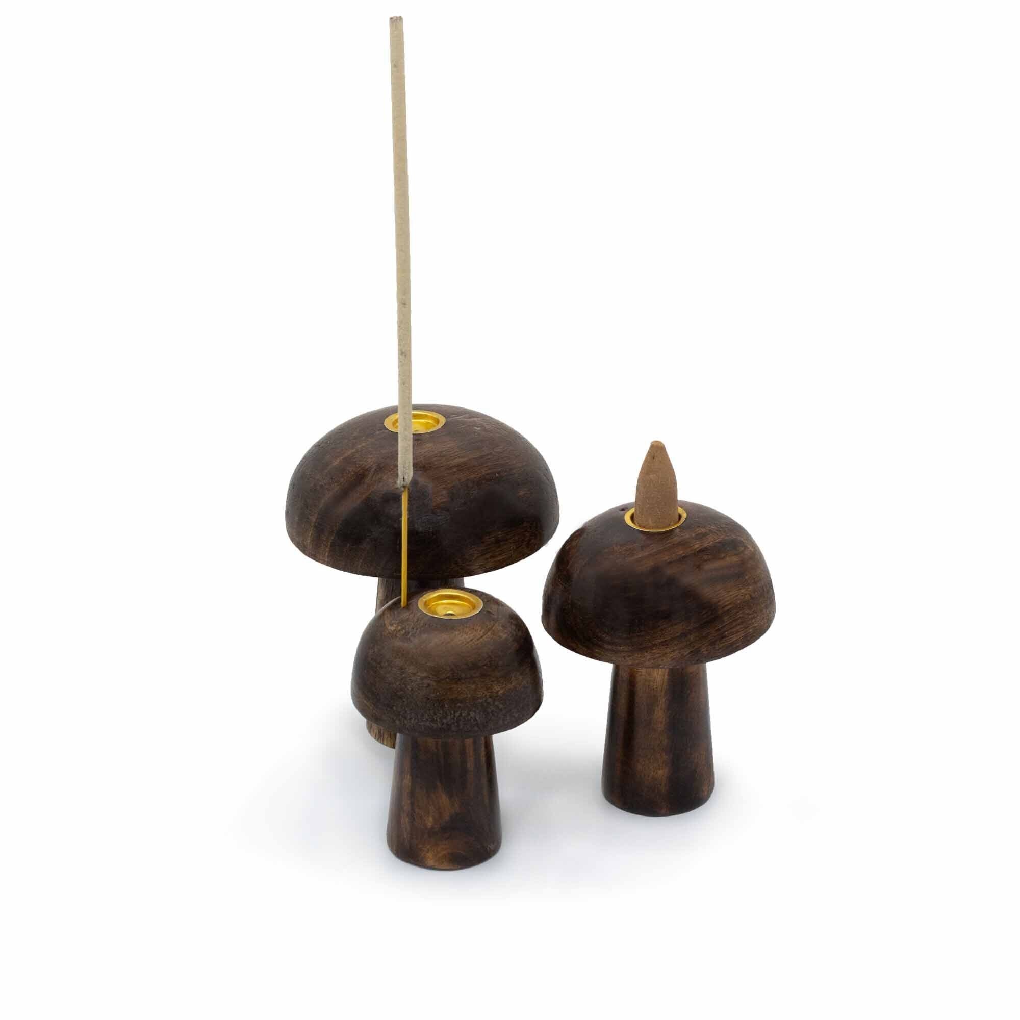 Set of 3 Incense Cone Mushroom Holders for Home Decor