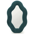 Soft Squiggly Mirror in Royal Teal Oval Pebble Design for Decor