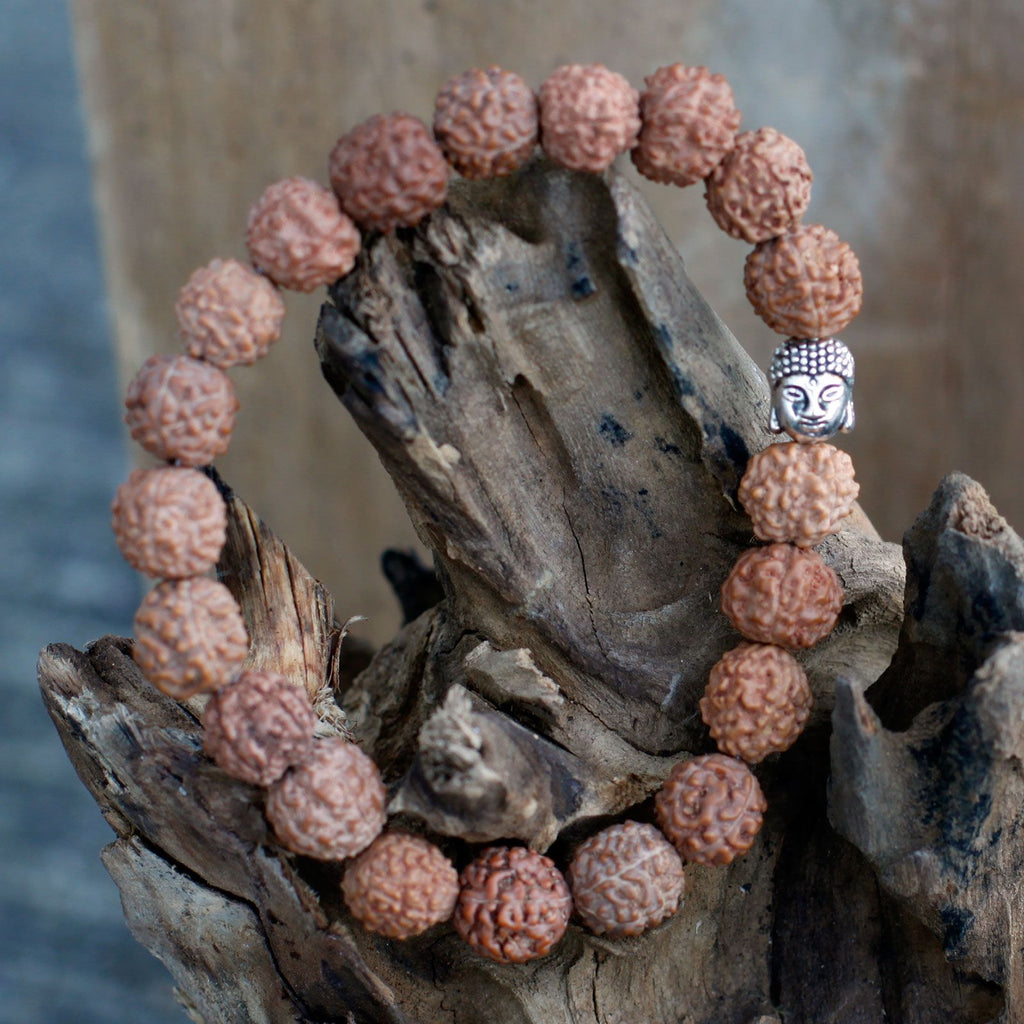 Rudraksha Buddha Bangle Mala in Brown with 20 Unique Beads