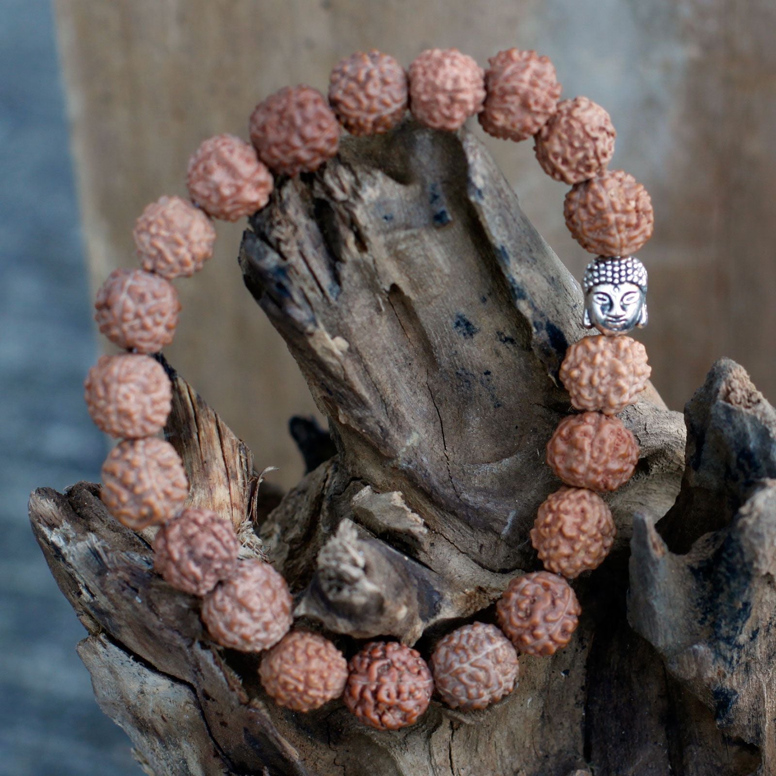 Rudraksha Buddha Bangle Mala in Brown with 20 Unique Beads