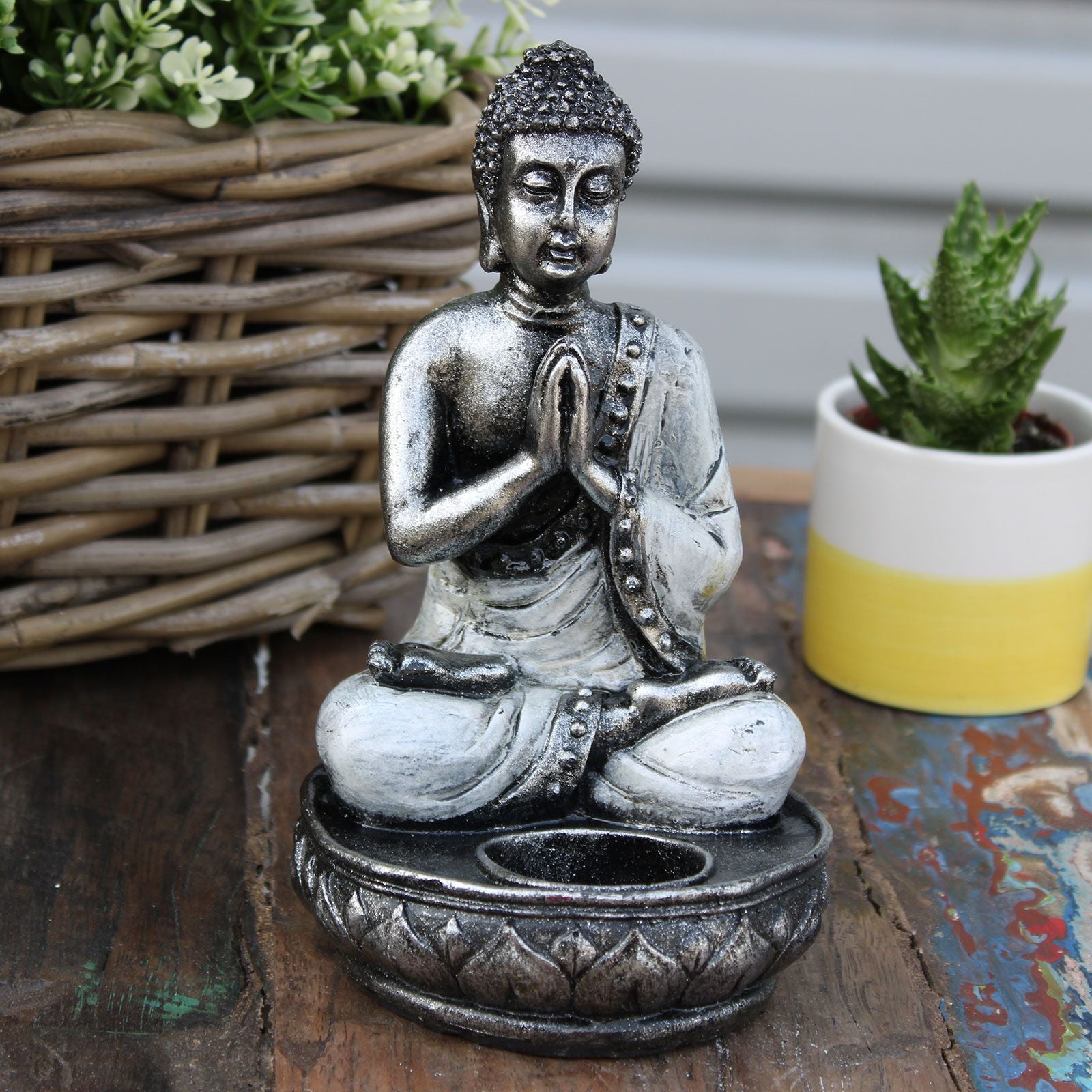 Medium White Buddha Candle Holder for Serene Home Decor