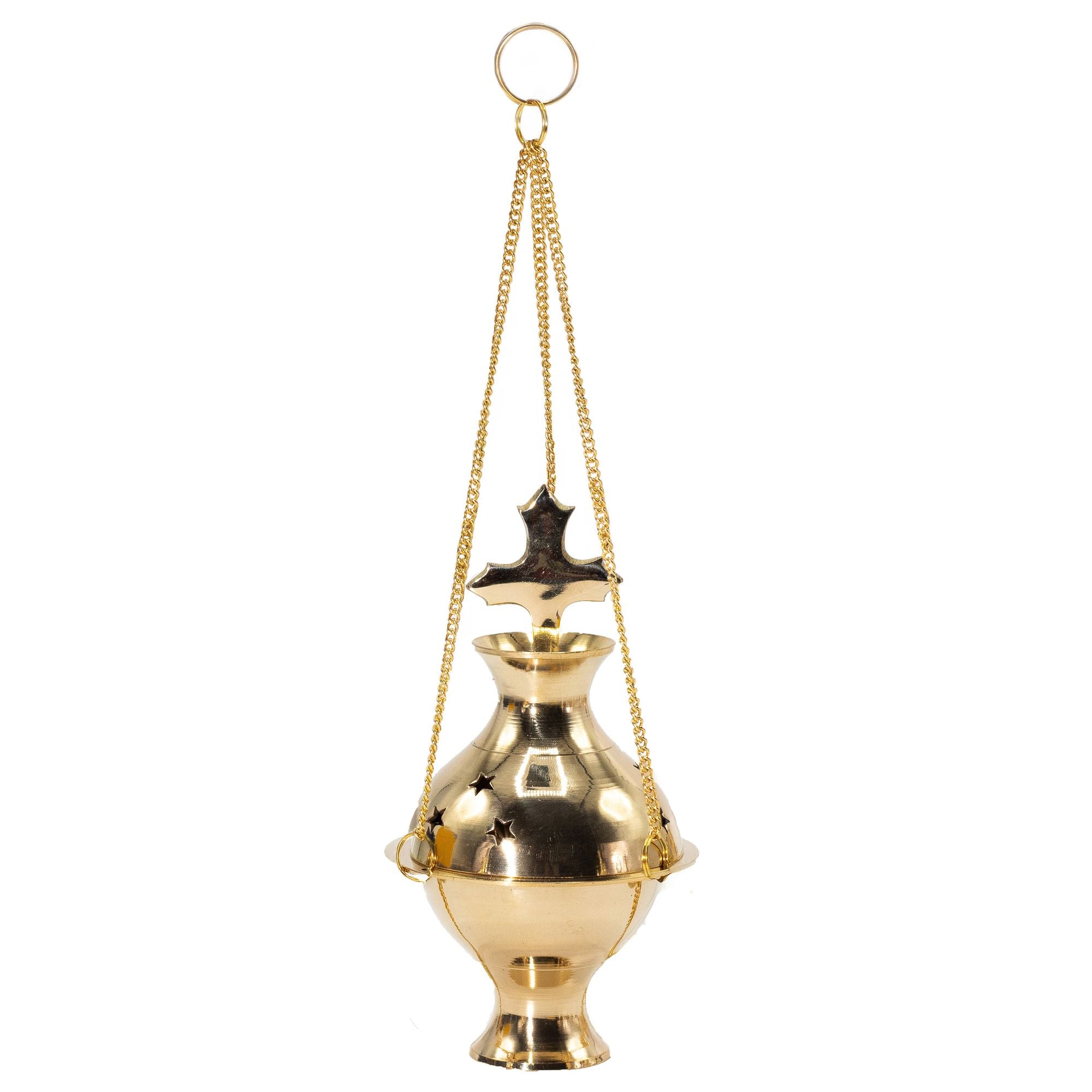 Hanging Brass Incense Burner Cross for Spiritual and Sacred Spaces
