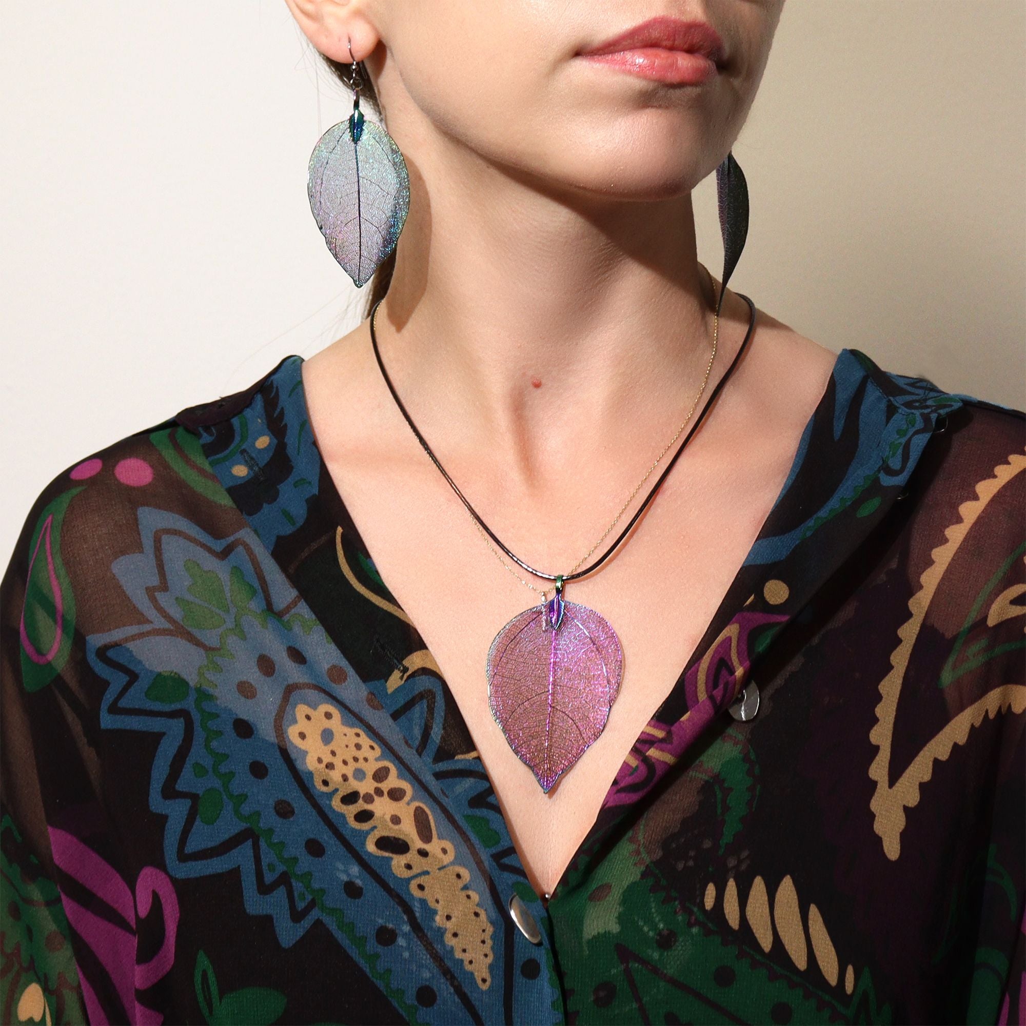 Bravery Leaf Necklace in Multicoloured Unique Nature Inspired Design