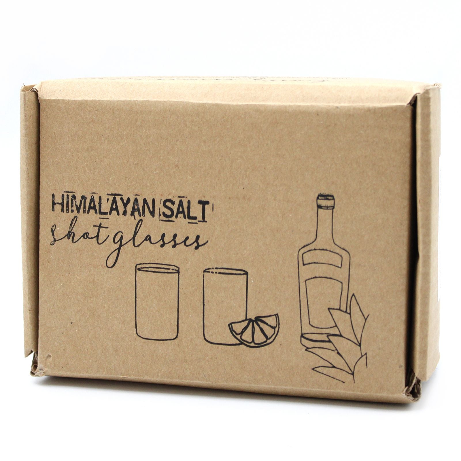 Set of 2 Himalayan Salt Shot Glasses with Wood Serving Stand