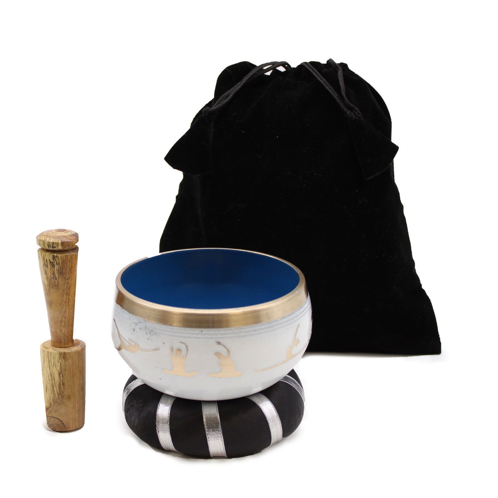 Yoga Moves Singing Bowl Set in White and Blue for Meditation
