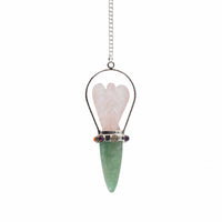 The Heart Oracle - Two Piece Angel Pendulum - Chakra Band - Rose Quartz & Green Aventurine