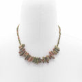 Longstone Gem Necklace in Unakite with Green and Pink Hues