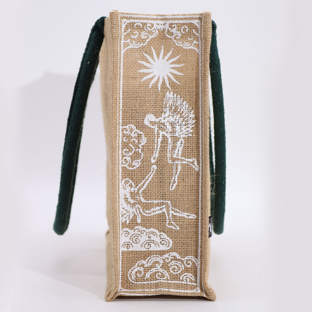 Hop Hare Jute Big Bag with I Am Loved Design for Daily Use