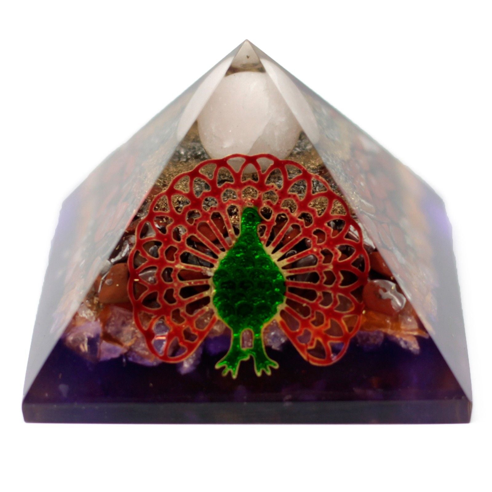 Large Organite Pyramid 80mm Peacock for Home Decor and Energy