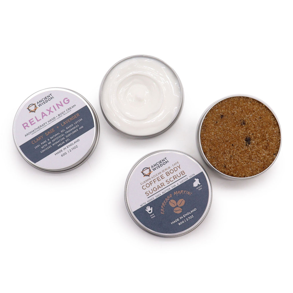 Mindful Moments Self Care Kit with Coffee Sugar Body Scrub
