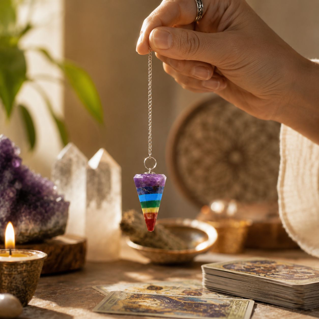 Pendulum 7 Slice Chakra Style for Dowsing and Divination Tools