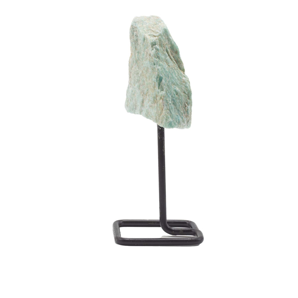 Amazonite Mineral Specimen on Metal Stand for Home Decor Display