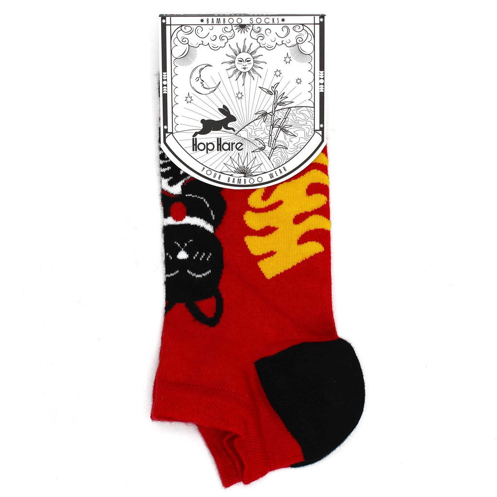 S/M Hop Hare Bamboo Socks Low Cut with Lucky Cat Design for Comfort