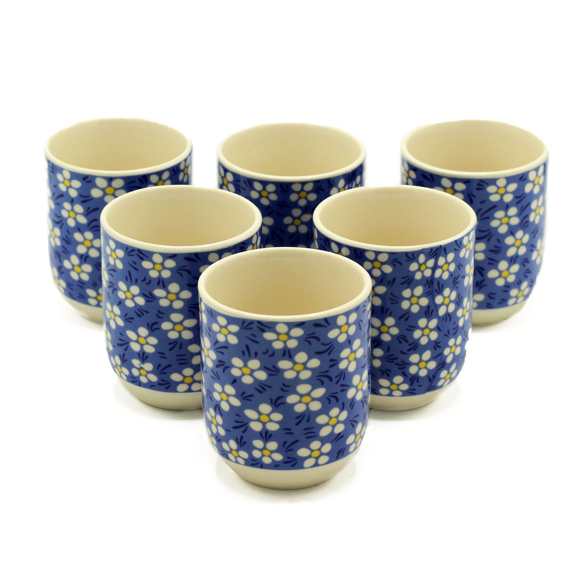 Herbal Tea Cups Blue Daisey Set for Elegant Tea Gatherings