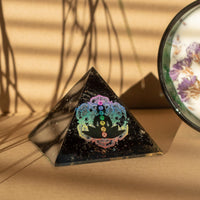 Small Organite Pyramid 5.5x4.5cm - Chakra Buddha - Black Tormaline Chips