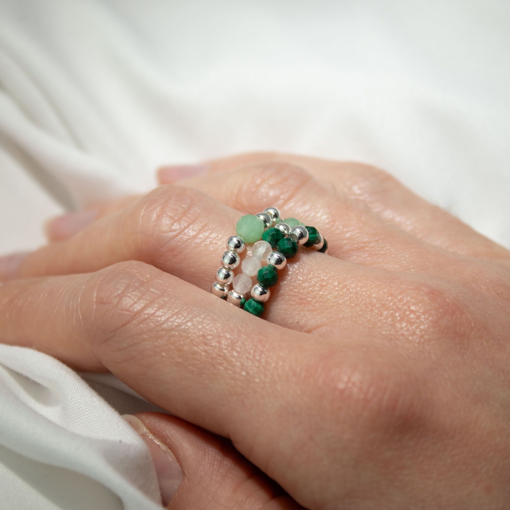 Nymph Spirit Gemstone Ring Set with Nature Inspired Design