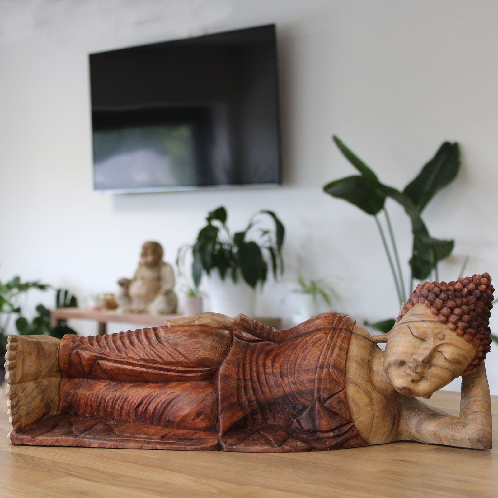 Sleeping Buddha Hand Carved Statue 50cm Unique Art Piece