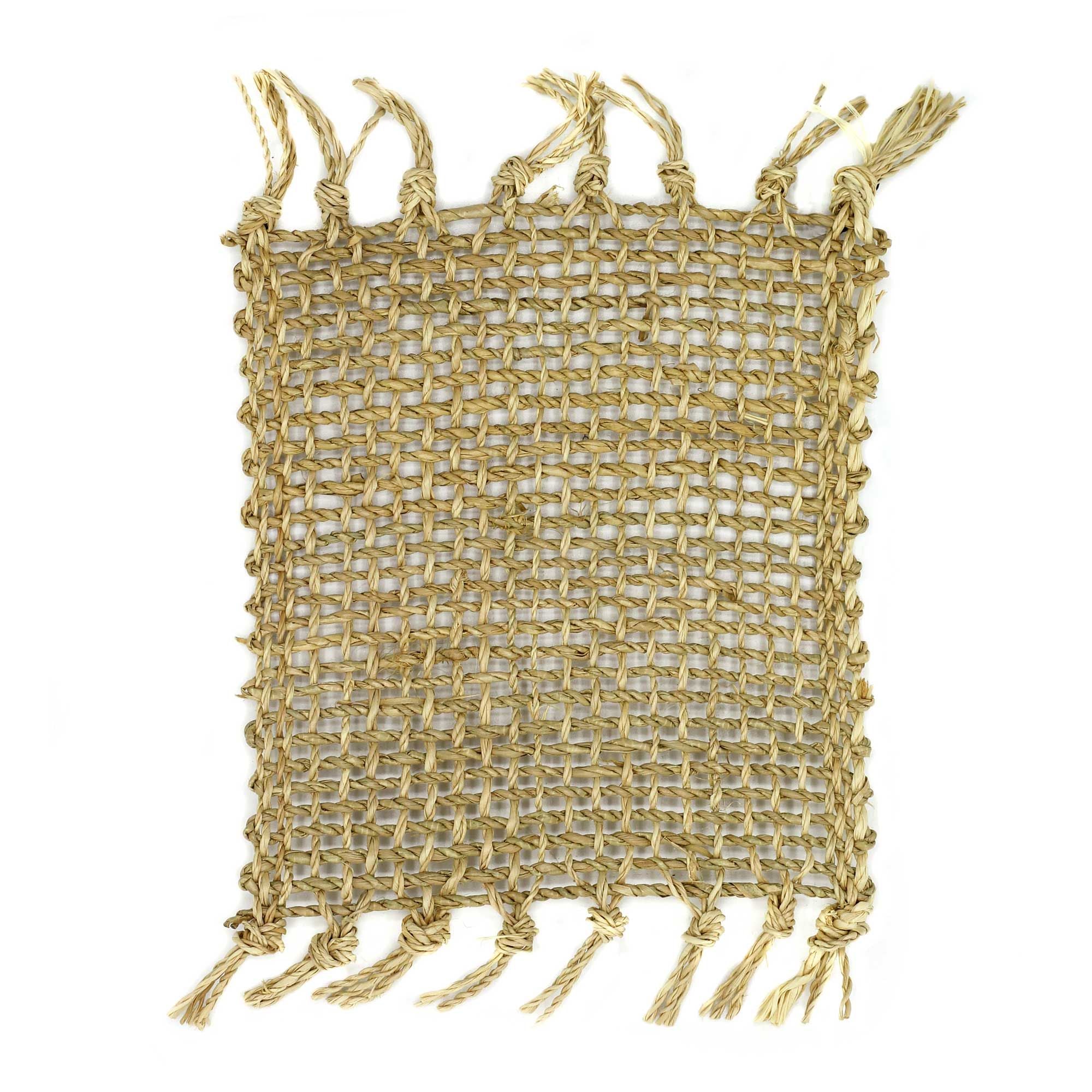 Set of 4 Seagrass Fringe Natural Coasters for Stylish Tables