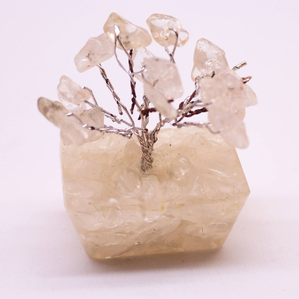 Mini Gemstone Tree on Orgonite Base with Rock Quartz and 15 Stones