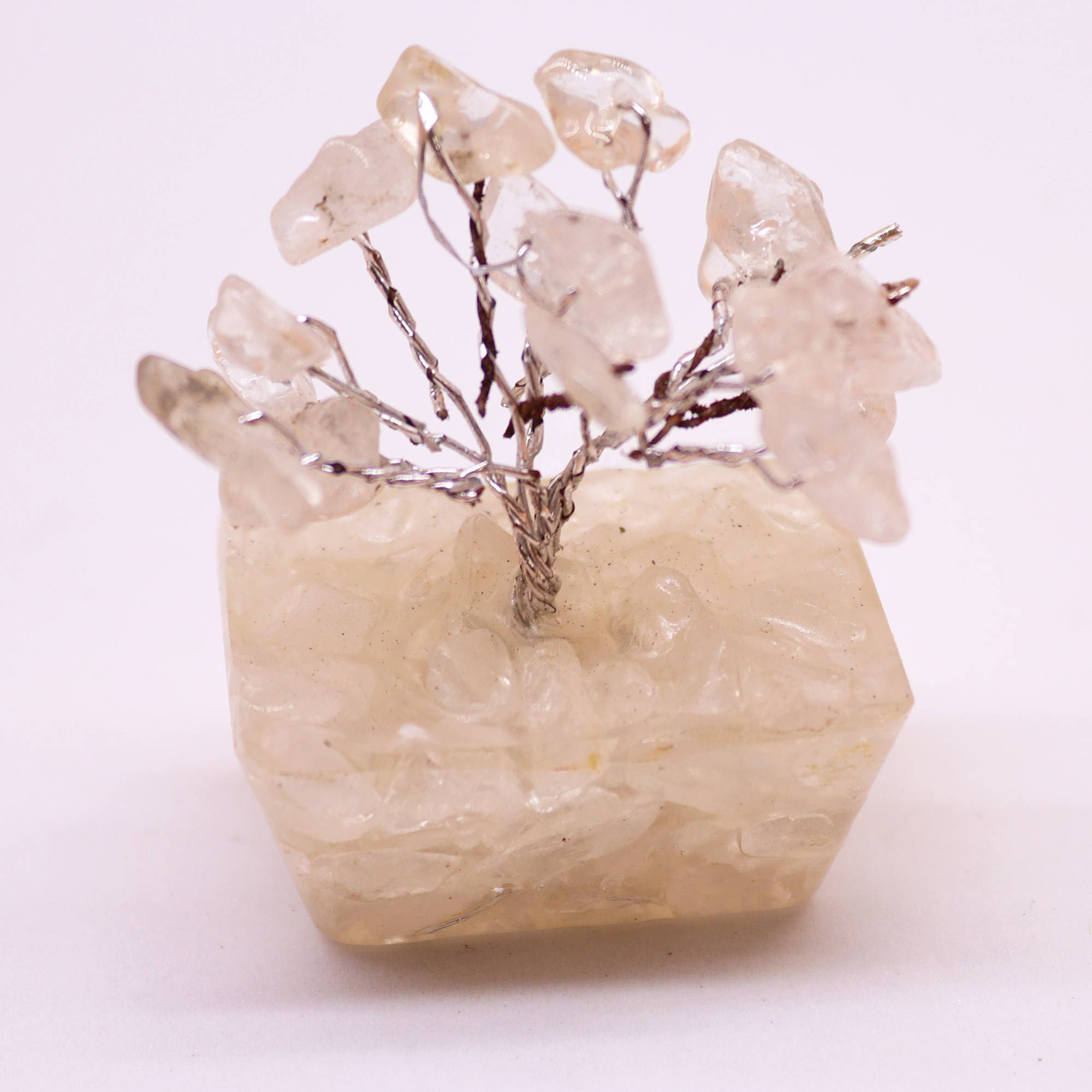 Mini Gemstone Tree on Orgonite Base with Rock Quartz and 15 Stones