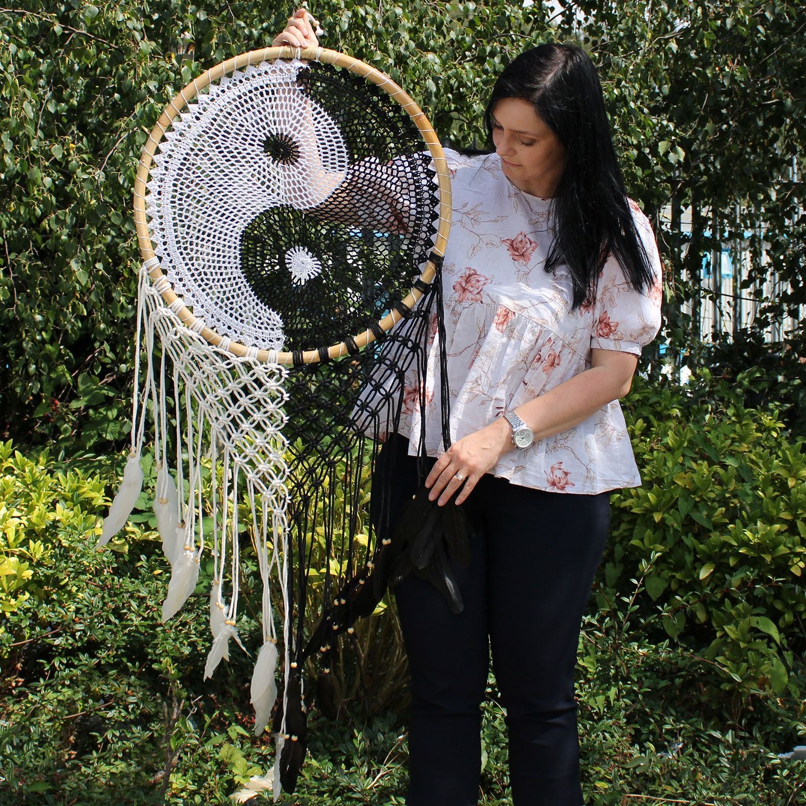 Bali Dream Catchers Extra Large Ying Yang 50cm for Home Decor