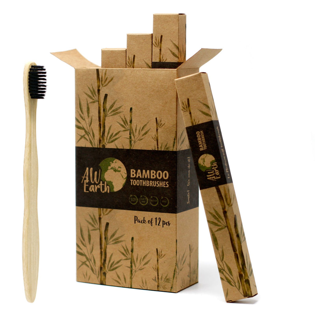 Bamboo Toothbrush Charcoal Medium Soft for Eco Friendly Care