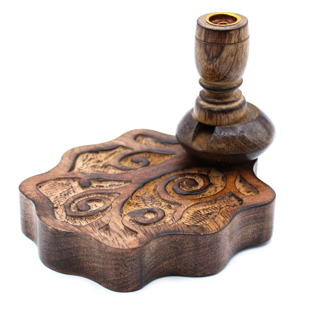 Small Mango Wood Backflow Burner with Tree of Life Design for Home