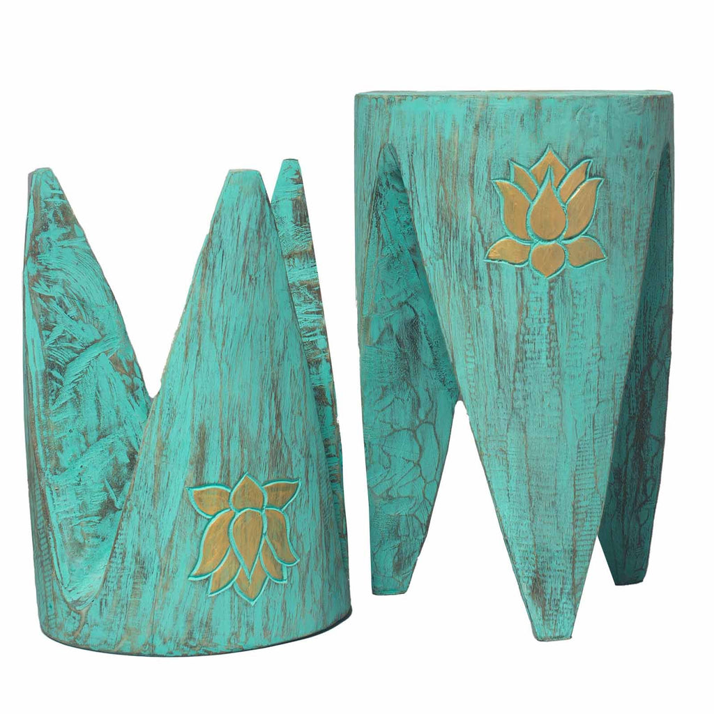 Interlocking Table Stool Set of 2 in Large Turquoise Colour