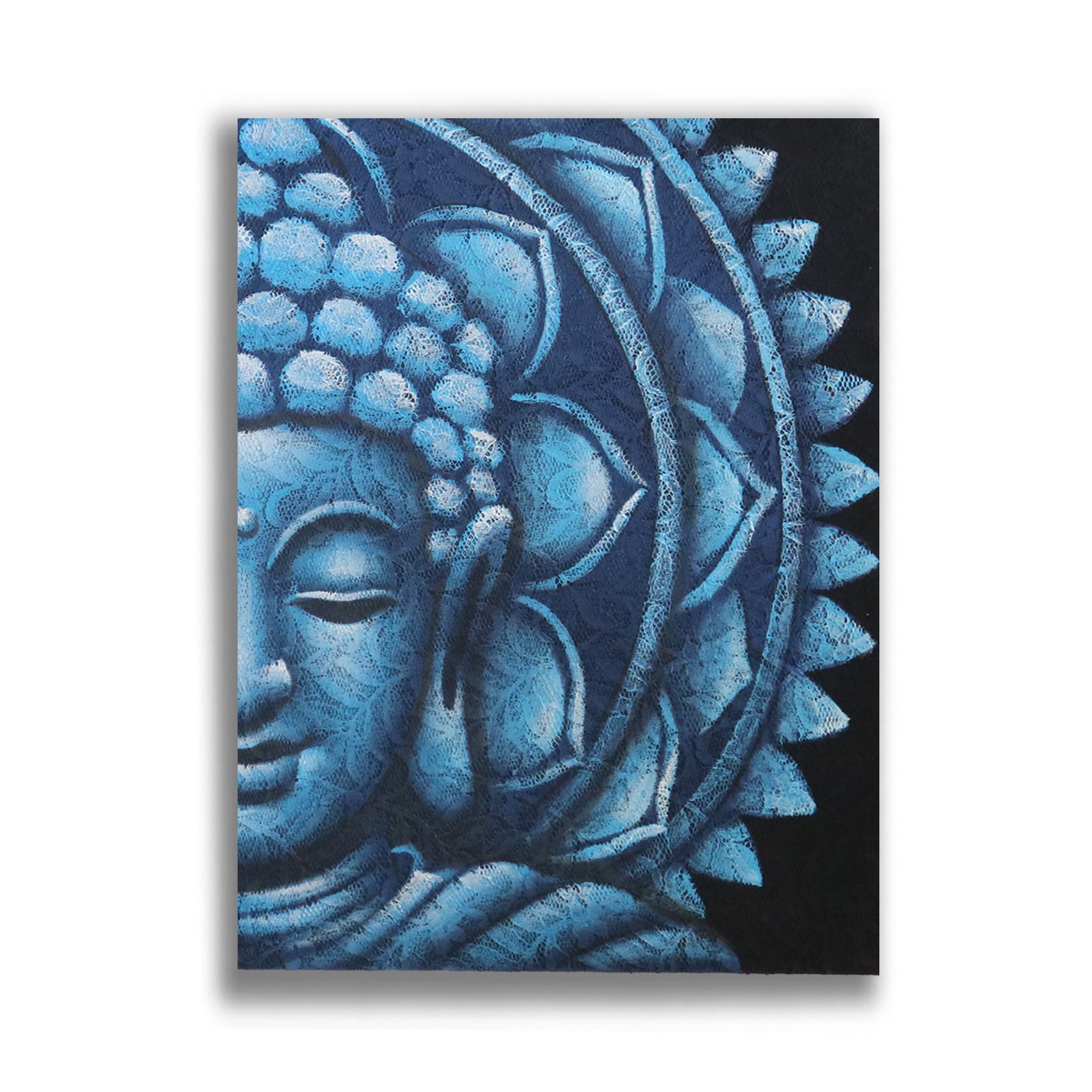Blue Half Buddha Mandala Painting for Stylish Home Decor 60x80cm