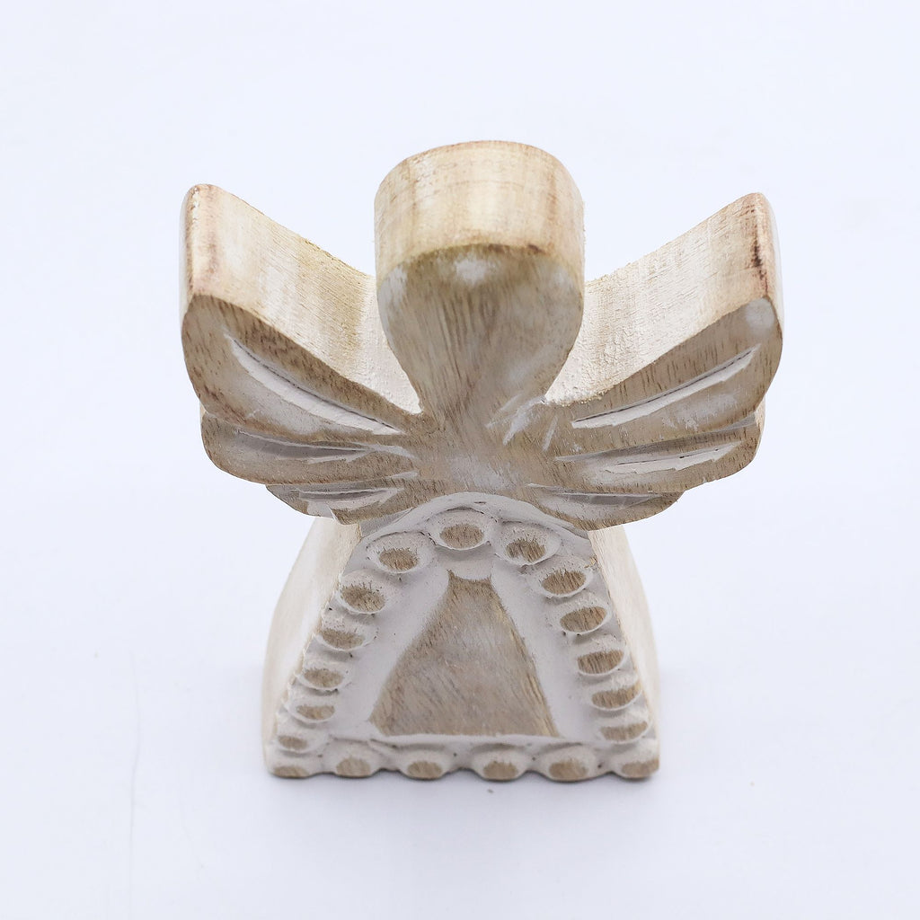 Mango Wood Angel Whitewash for Rustic Home Decor and Gifting