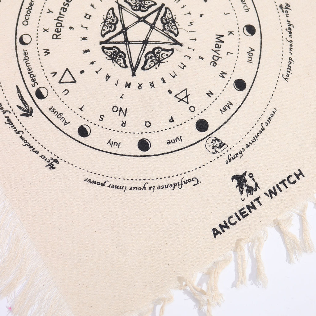 Ancient Witch Mystic Moth Pendulum Divination Cloth for Readings
