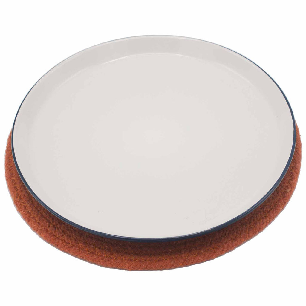 Natural Jute and Cotton Place Mat with Clay Border for Dining