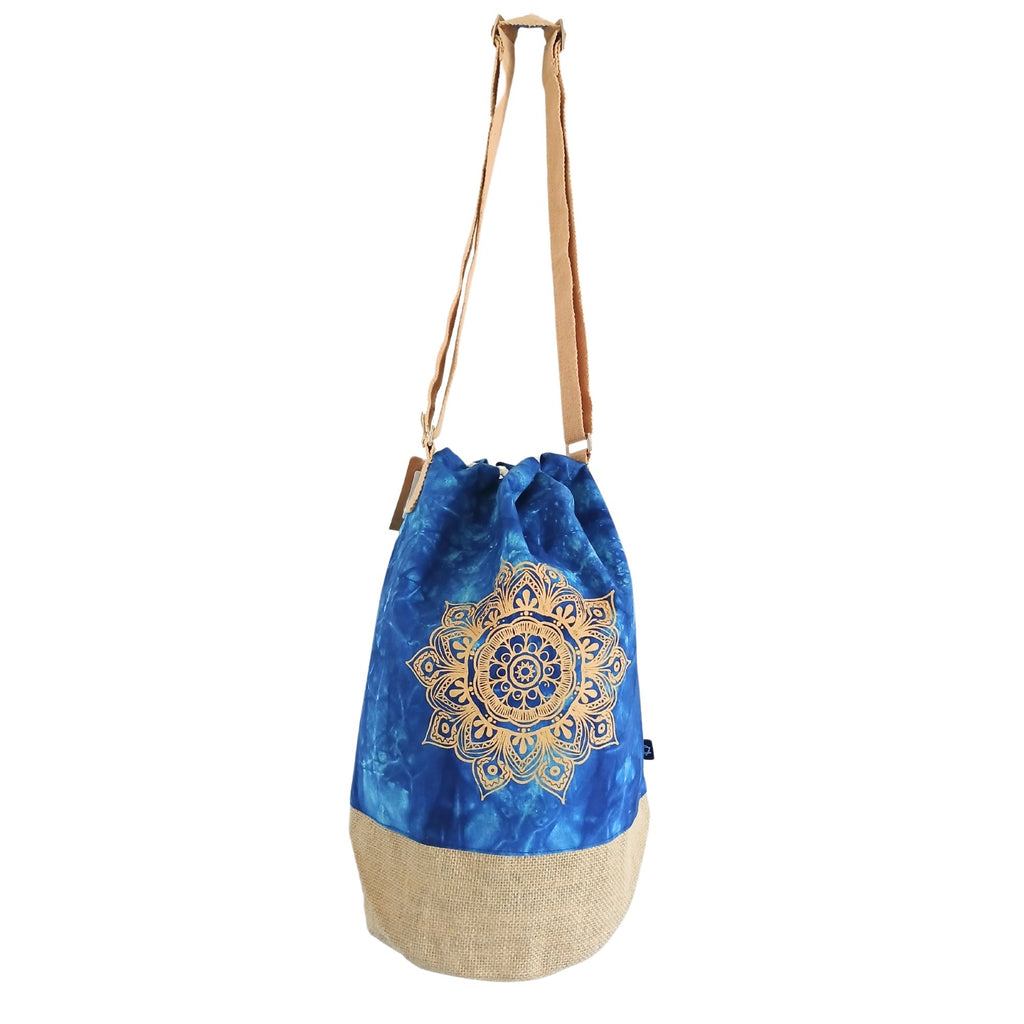 All Natural Backpack in Blue Stonewash Featuring Mandala Design
