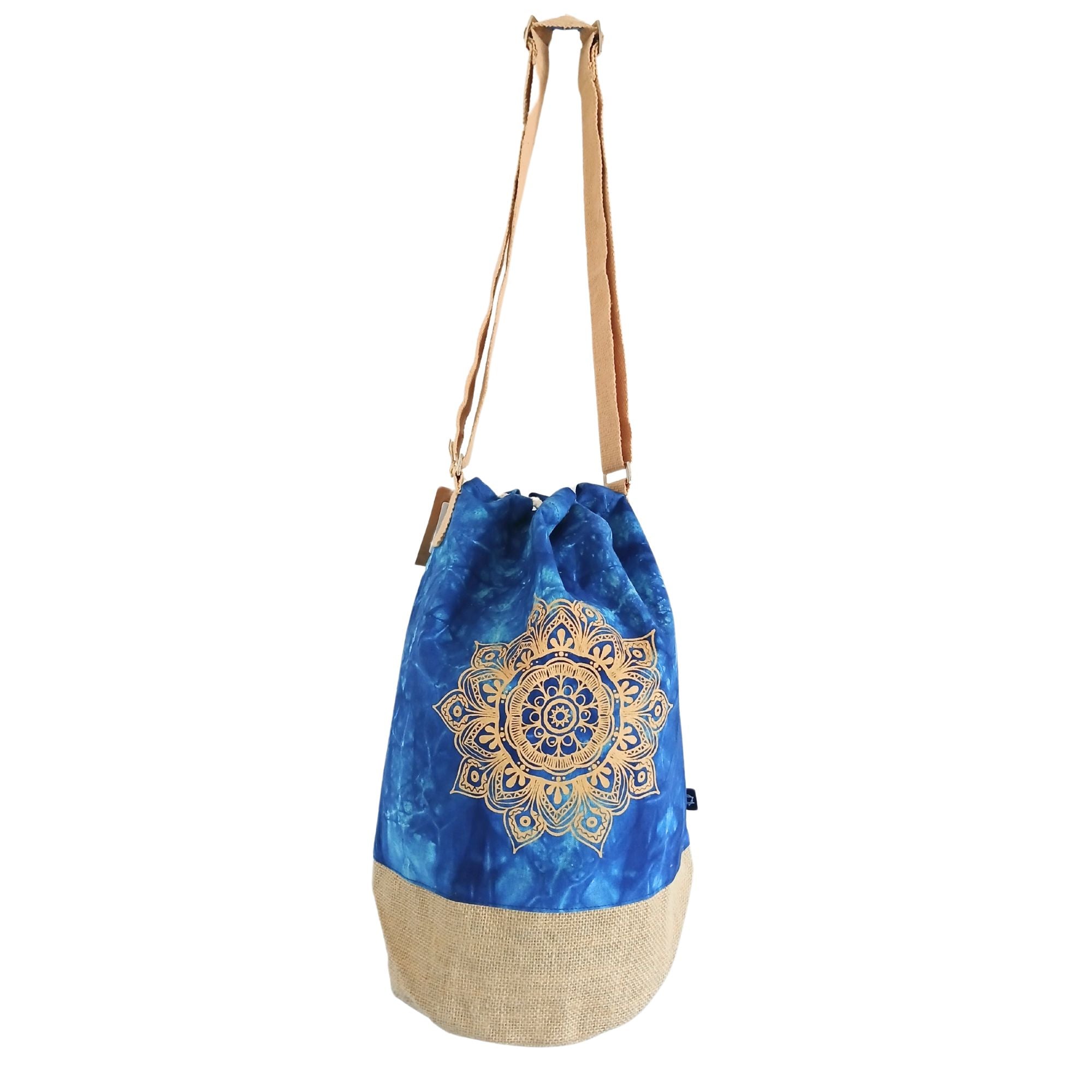 All Natural Backpack in Blue Stonewash Featuring Mandala Design