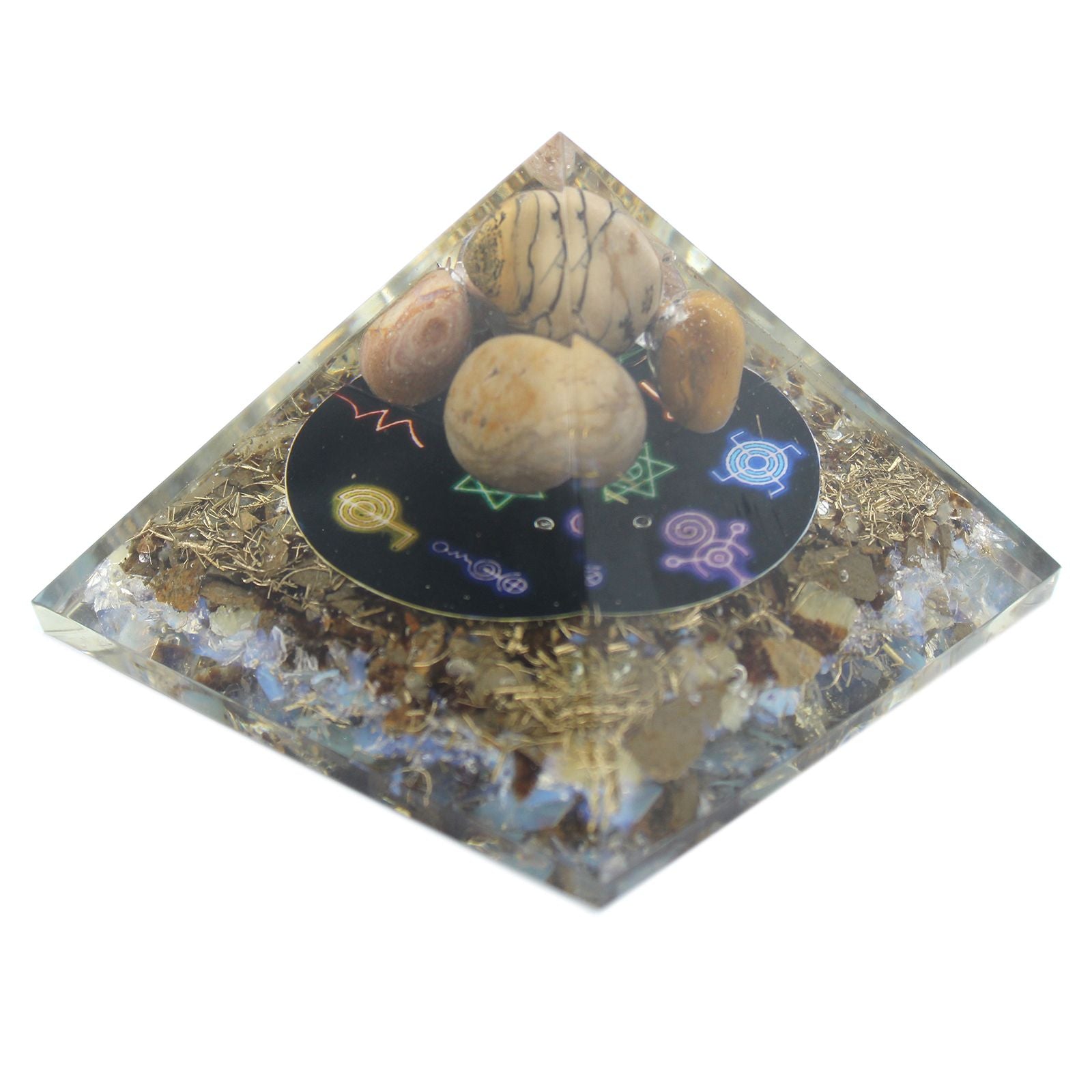 Midnight Reiki Orgonite Pyramid Unique Decorative Piece 70mm
