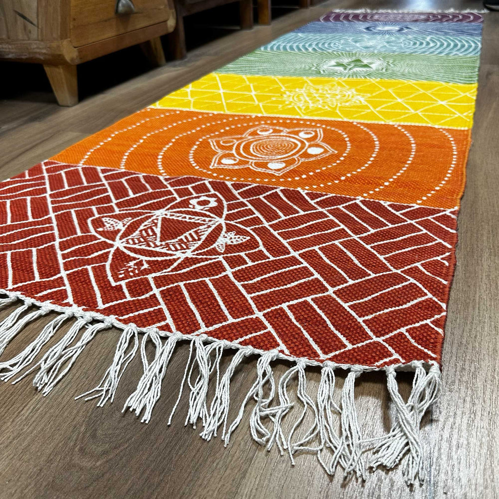 Yoga Rug 60x200cm with 7 Chakras Design for Versatile Use