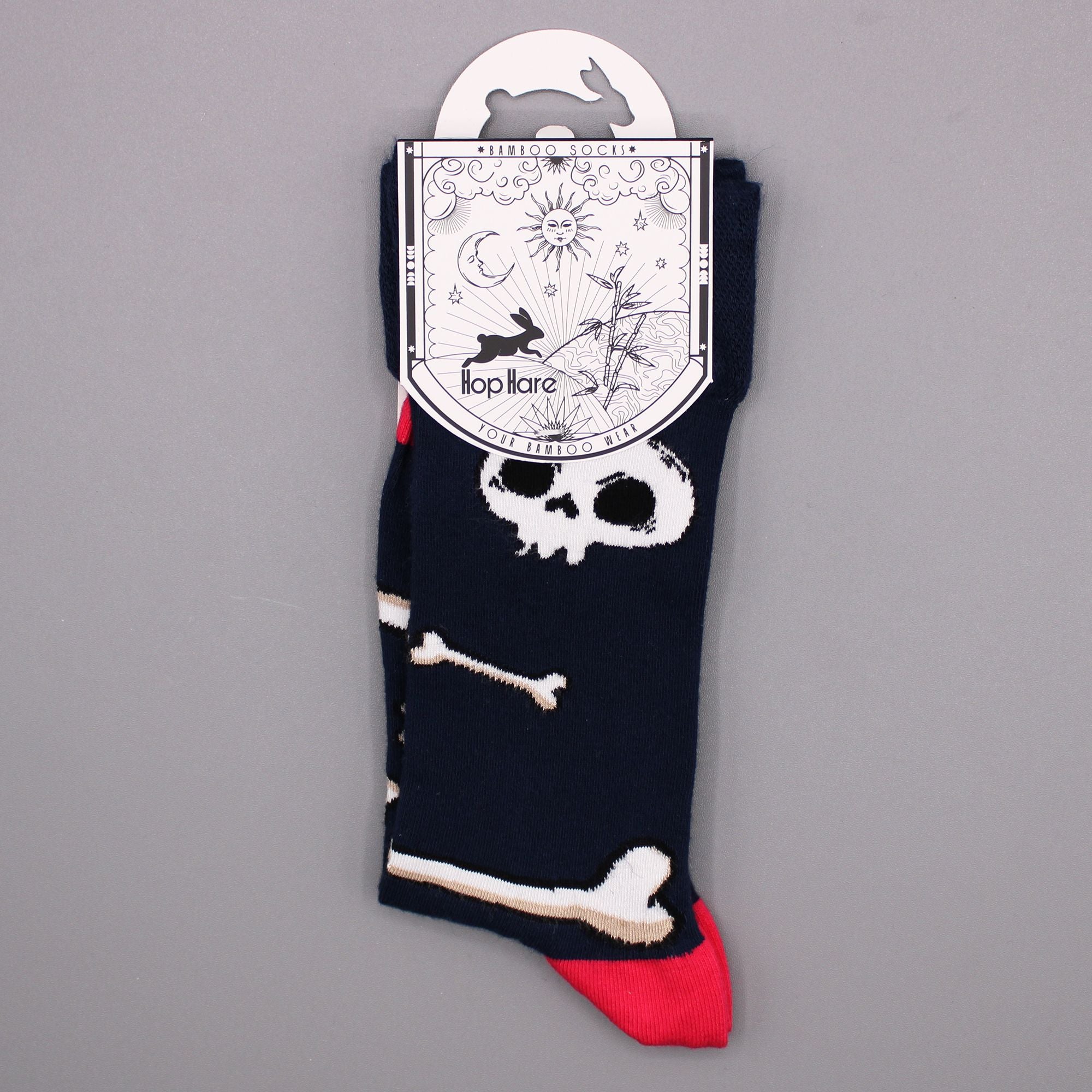 Hop Hare Bamboo Socks S/M Skulls and Bones Design for Comfort