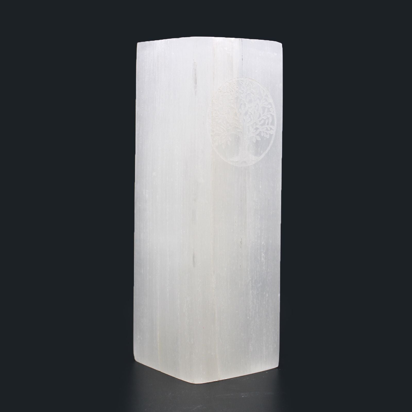 Selenite Block Lamp 25cm with Tree of Life Design for Home Decor